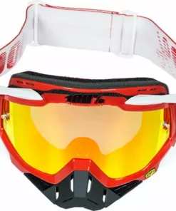PROTECTIVE GEAR 100% Racecraft Goggles-Fire Red-Mirrored Red Lens