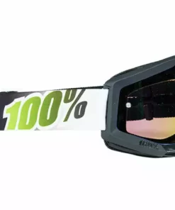 100% Strata Moto Goggles-Black Lime-With Mirrored Green Lens