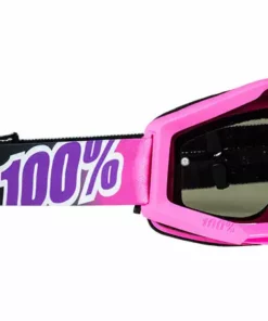 100% Strata Moto Goggles-Bubble Gum-With Mirrored Silver Lens PROTECTIVE GEAR