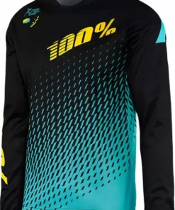 100% R-Core Downhill Jersey-Supra Black/Cyan RACE WEAR