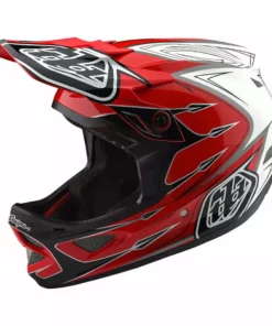Troy Lee D3 Composite Helmet-Corona-Red/White PROTECTIVE GEAR