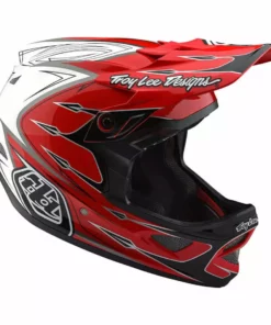 Troy Lee D3 Composite Helmet-Corona-Red/White PROTECTIVE GEAR