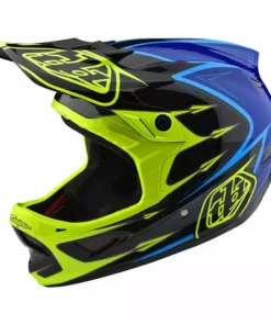 Troy Lee D3 Composite Helmet-Corona-Flo Yellow/Blue PROTECTIVE GEAR