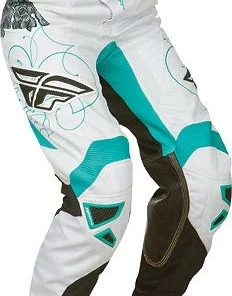 RACE WEAR Fly Racing Kinetic Ladies Race Pants-Teal/White-Youth 20