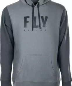 Fly Racing Badge Pullover Hoodie-Grey