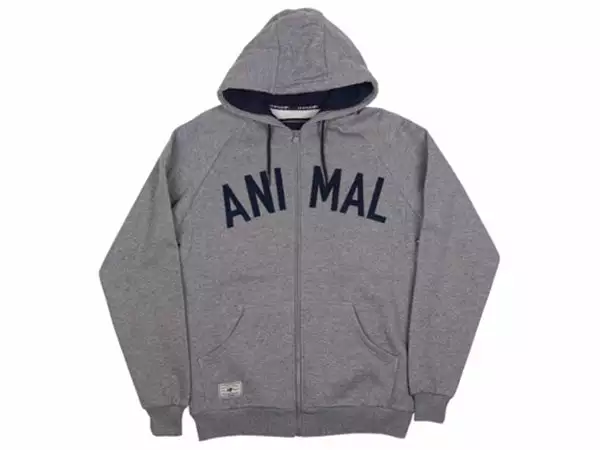 Animal Deck Full Zip Hoodie-Gray APPAREL 1 Animal Deck Full Zip Hoodie-Gray APPAREL