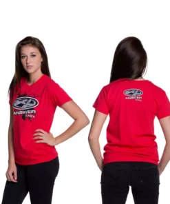 Answer Ladies Logo V-Neck T-Shirt-Red APPAREL