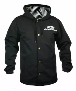 Answer Windbreaker Hooded Button-Up-Black