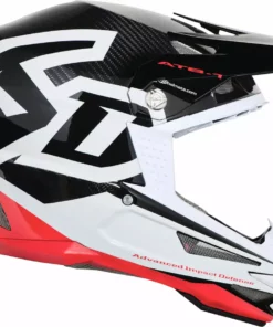 6D ATB-1 Carbon Macro Helmet-White/Red PROTECTIVE GEAR
