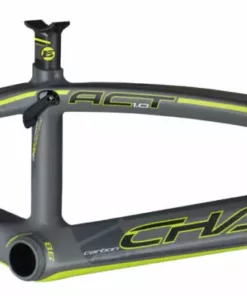 CHASE BICYCLES FRAMES Chase ACT 1.0 Carbon BMX Race Frame-Matte Grey/Neon Yellow