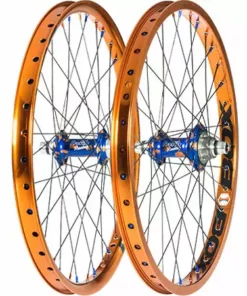 Jrbmx001 Custom Wheelset: Profile Elite Hubs/Box Rims-Blue/Orange-20x1.75"