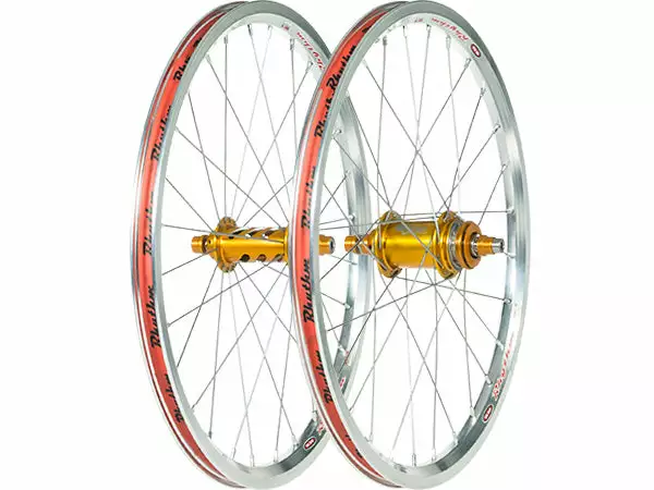 Jrbmx001 Custom Wheelset: Polished Crupi Rhythm Wheelset With Orange Onyx Hubs-20x1.50" 1 Jrbmx001 Custom Wheelset: Polished Crupi Rhythm Wheelset With Orange Onyx Hubs-20x1.50"