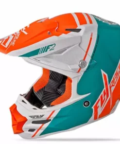 Fly Racing F2 Carbon Canard Helmet-White/Teal/Orange PROTECTIVE GEAR