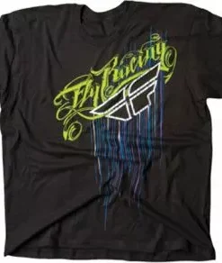 APPAREL Fly Racing Script Drip T-Shirt-Black
