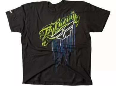 APPAREL Fly Racing Script Drip T-Shirt-Black 1 APPAREL Fly Racing Script Drip T-Shirt-Black