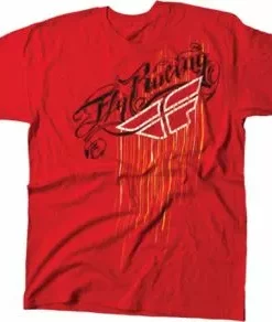 Fly Racing Script Drip T-Shirt-Red