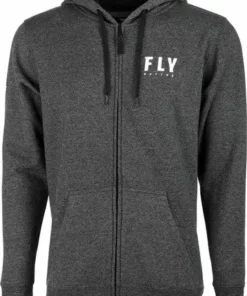 Fly Racing Zip Up Hoodie-Charcoal Hoodies/Jackets