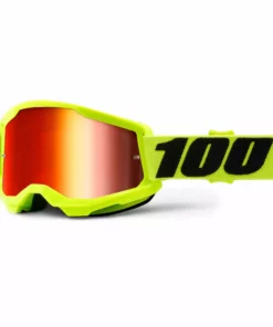 100% Strata2 Goggles-Yellow-Mirror Red Lens PROTECTIVE GEAR