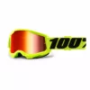 100% Strata2 Youth Goggles-Yellow-Mirror Red Lens PROTECTIVE GEAR