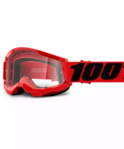 100% Strata2 Youth Goggles-Red-Clear Lens PROTECTIVE GEAR