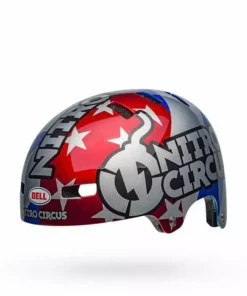 Bell Local Helmet-Nitro Circus Gloss Silver/Blue/Red PROTECTIVE GEAR