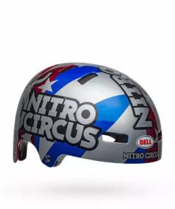 Bell Local Helmet-Nitro Circus Gloss Silver/Blue/Red PROTECTIVE GEAR