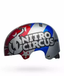 Bell Local Helmet-Nitro Circus Gloss Silver/Blue/Red PROTECTIVE GEAR