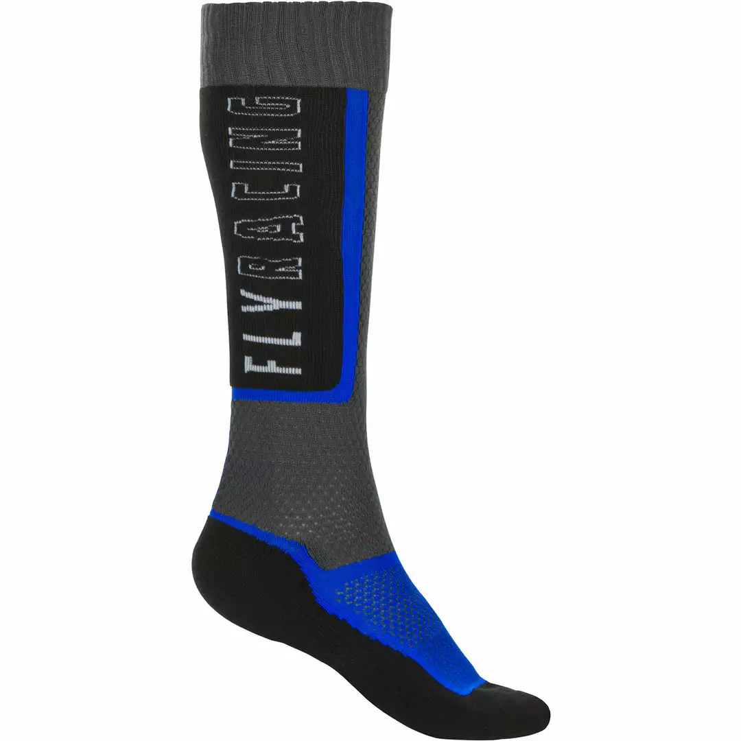 Fly Racing Thin MX Socks-Black/Grey/Blue 1 Fly Racing Thin MX Socks-Black/Grey/Blue
