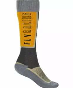 Fly Racing Thin MX Socks-Black/Grey/Mustard SHOES