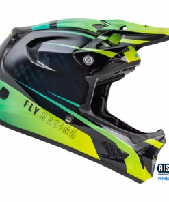 Helmets Fly Racing 2022 Werx-R Carbon BMX Race Helmet-Hi-Vis/Teal Carbon