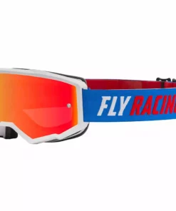 Fly Racing 2022 Zone Goggles-Blue/White/Red W/Red Mirror/Smoke Lens PROTECTIVE GEAR