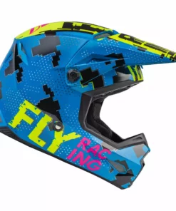 Helmets Fly Racing 2022 Kinetic Scan BMX Race Helmet-Blue/Hi-Vis/Pink