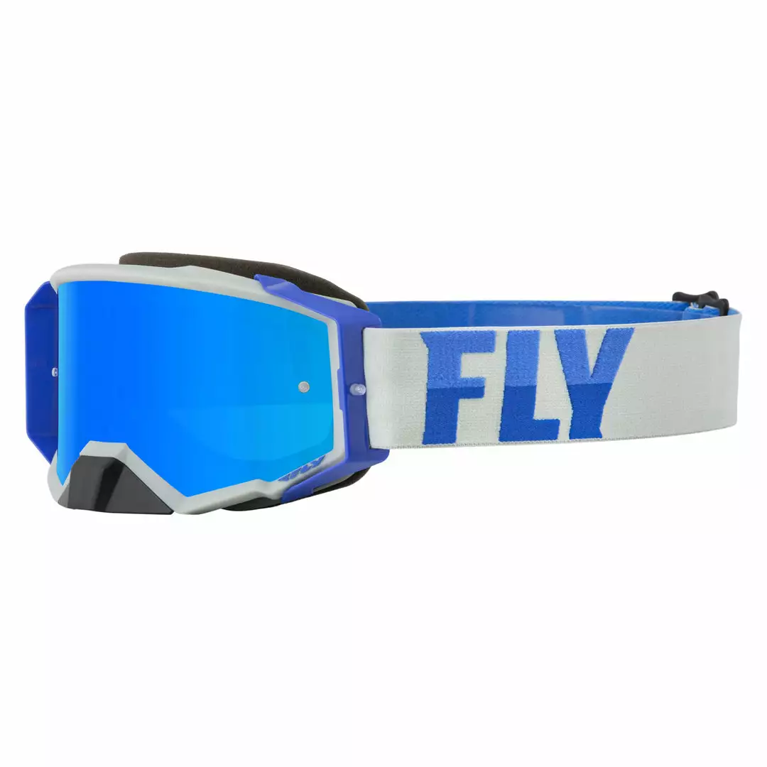 PROTECTIVE GEAR Fly Racing 2022 Zone Pro Goggles-Grey/Blue W/Sky Blue Mirror/Smoke Lens 1 PROTECTIVE GEAR Fly Racing 2022 Zone Pro Goggles-Grey/Blue W/Sky Blue Mirror/Smoke Lens