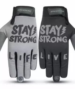 Stay Strong Live Life BMX Race Gloves-Black/Grey