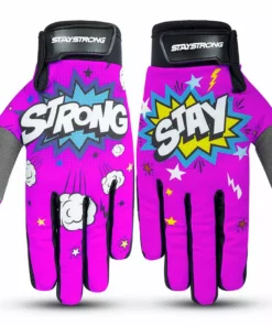 RACE WEAR Stay Strong POW BMX Race Gloves-Pink