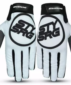RACE WEAR Stay Strong Staple 3 BMX Race Gloves-White