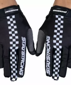 RACE WEAR Stay Strong Checker BMX Race Gloves-Black