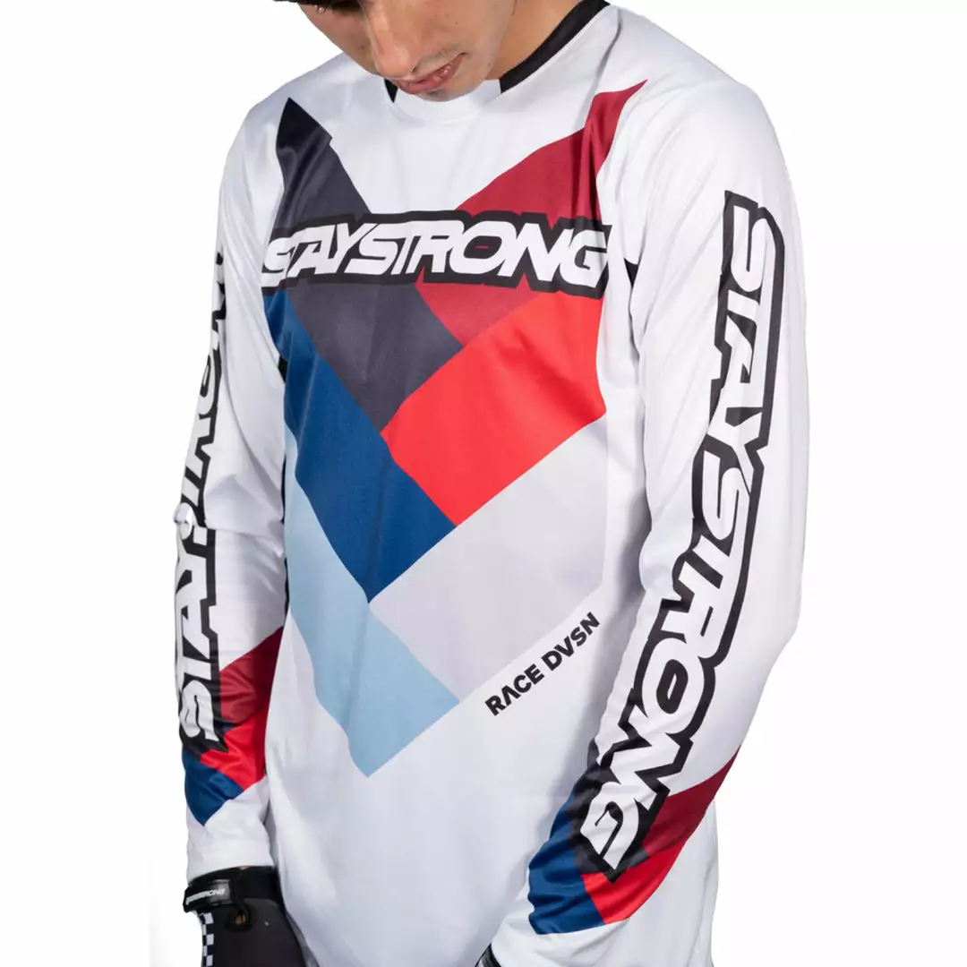 Stay Strong Chevron Jersey-White RACE WEAR 1 Stay Strong Chevron Jersey-White RACE WEAR