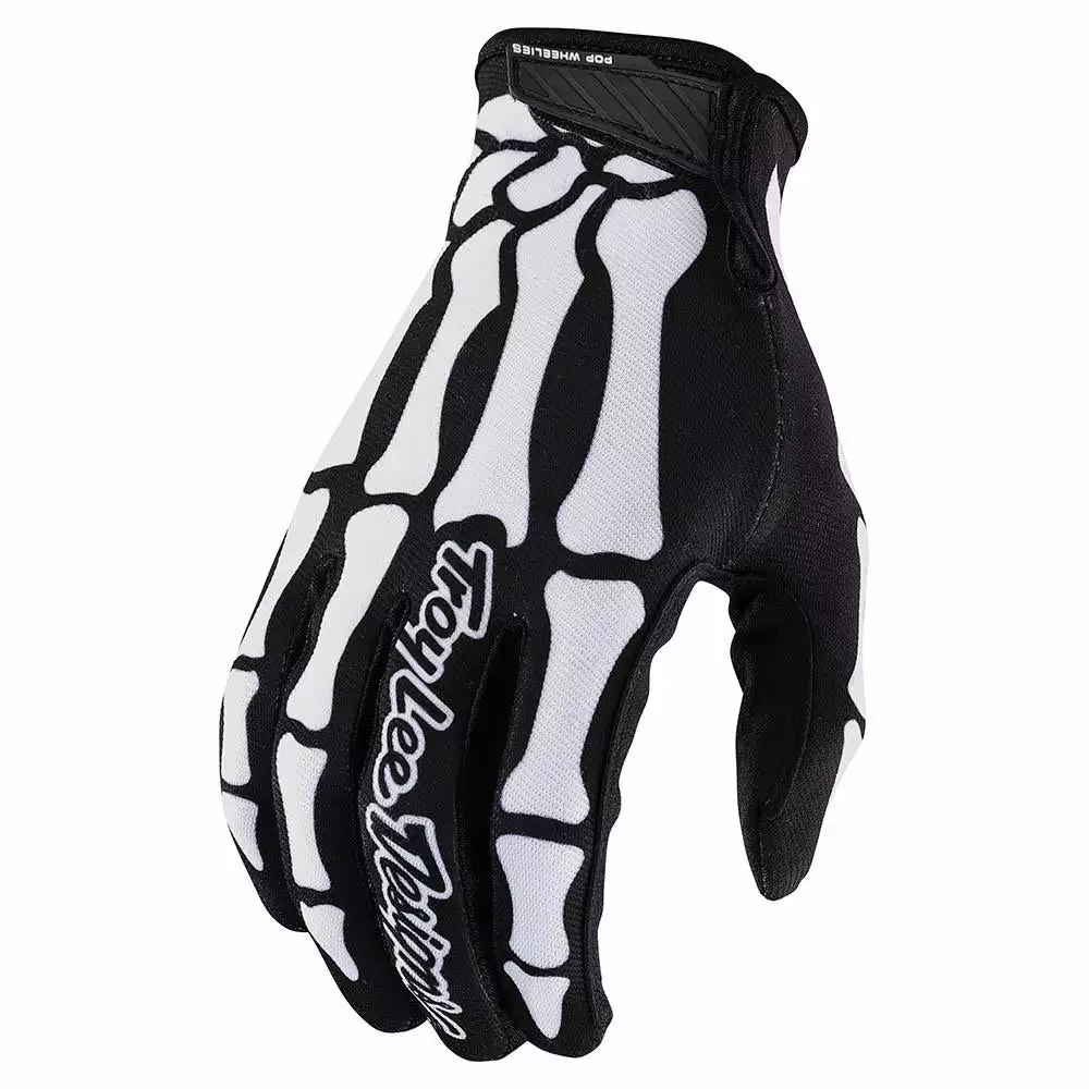 Troy Lee Air Glove Skully-Black/White 1 Troy Lee Air Glove Skully-Black/White