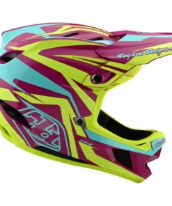 PROTECTIVE GEAR Troy Lee Designs D4 Composite MIPS Helmet-Slash Purple/Yellow