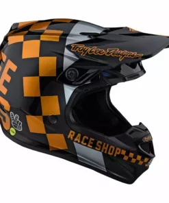 Troy Lee Designs SE4 Polyacrylite Checkers MIPS Helmet-Black/Gold PROTECTIVE GEAR