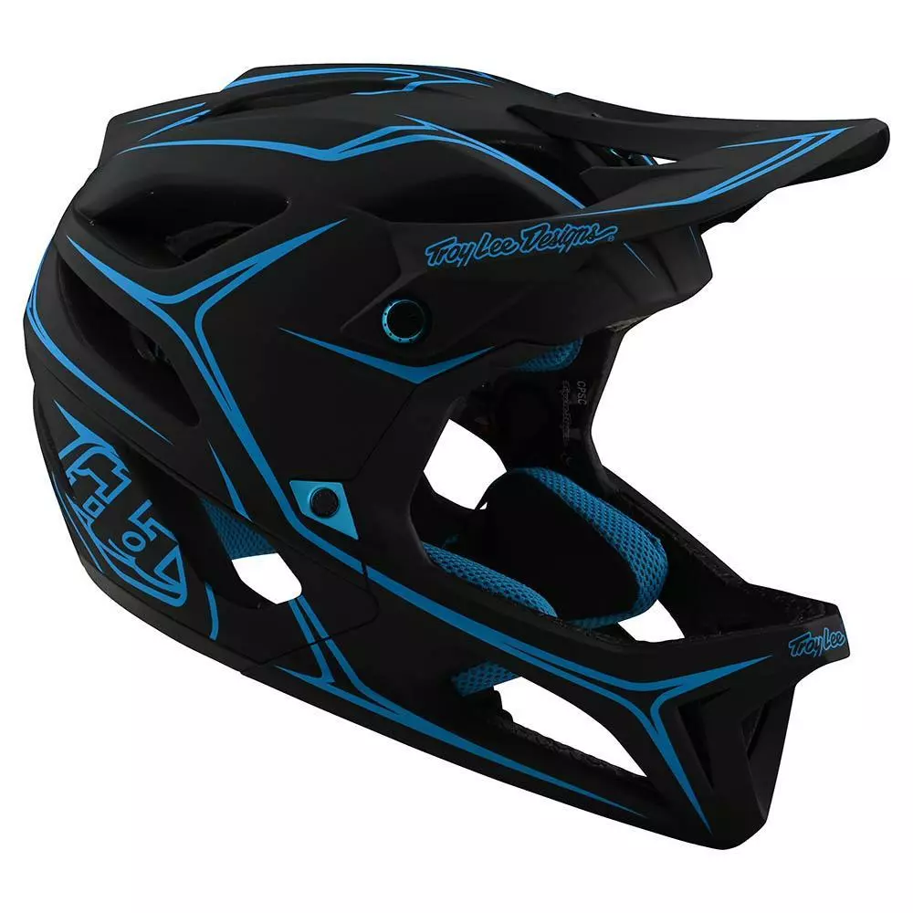 PROTECTIVE GEAR Troy Lee Designs Stage MIPS Helmet-Pinstripe Black/Cyan 4 PROTECTIVE GEAR Troy Lee Designs Stage MIPS Helmet-Pinstripe Black/Cyan