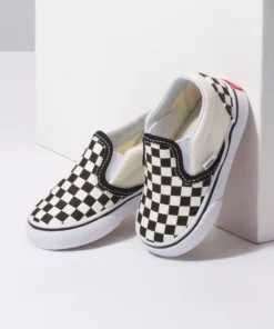 SHOES Vans Classic Slip-On Todder Shoe-Black/White Checkerboard