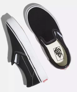 Vans Classic Slip-On Kids Shoes-Black/True White