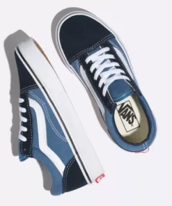 Vans Old Skool Kids Shoes-Navy-True White