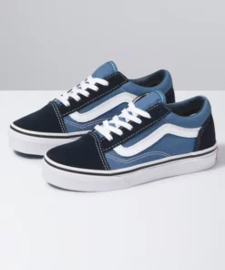 Vans Old Skool Kids Shoes-Navy-True White