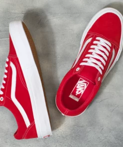 SHOES Vans Old Skool Pro Suede Shoe-Red/White