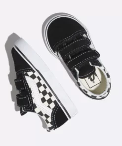 Vans Old Skool V Primary Toddler Shoe-Black/White Checkerboard SHOES