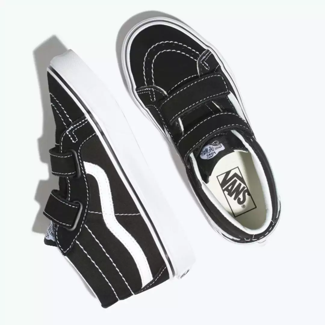 Vans SK8-Mid Reissue V Canvas & Suede Kids Shoes-Black/White 2 Vans SK8-Mid Reissue V Canvas & Suede Kids Shoes-Black/White