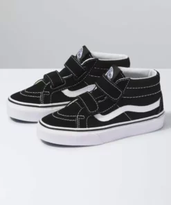 Vans SK8-Mid Reissue V Canvas & Suede Kids Shoes-Black/White 7 Vans SK8-Mid Reissue V Canvas & Suede Kids Shoes-Black/White
